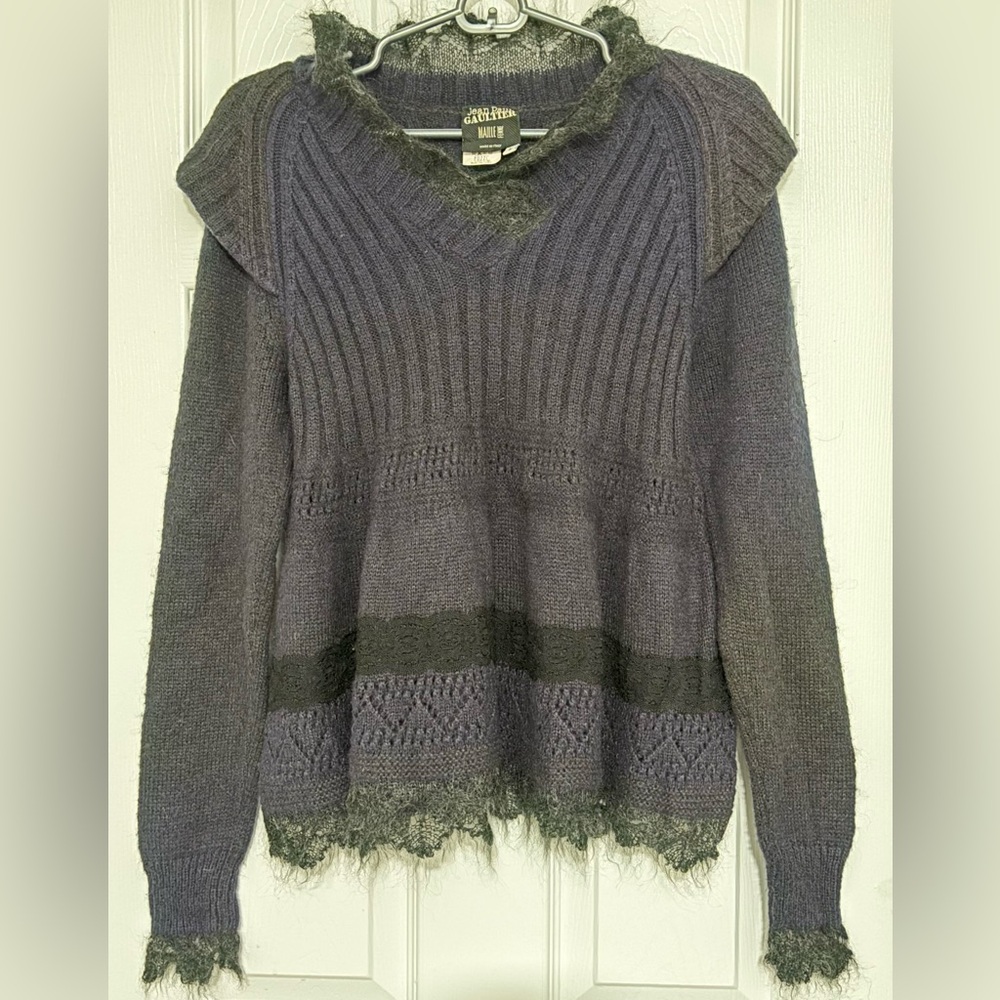 Jean Paul Gaultier Vintage 90s  Maille Femme Purple Wool Sweater.
